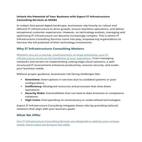 Unlock the Potential of Your Business with Expert IT Infrastructure Consultin...
