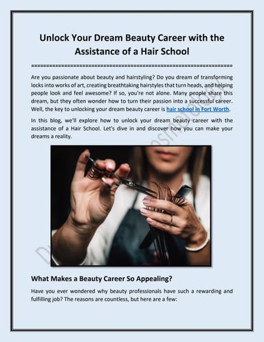 Unlock Your Dream Beauty Career with the Assistance of a Hair School.pdf