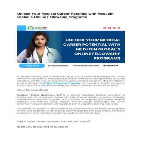 Upgrade Your Medical Career with MedJoin Global's 1-Year Hands-On ...