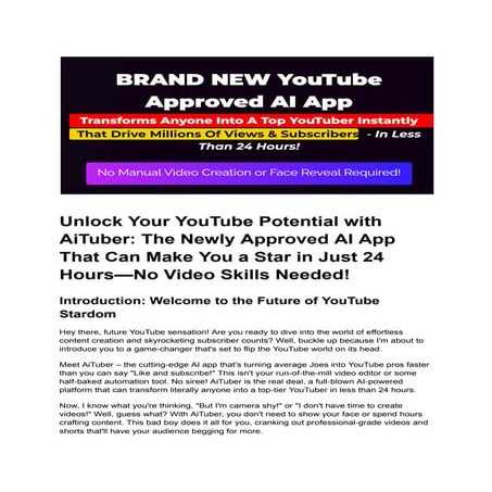Unlock Your YouTube Potential with AiTuber - The Newly Approved AI App That C...