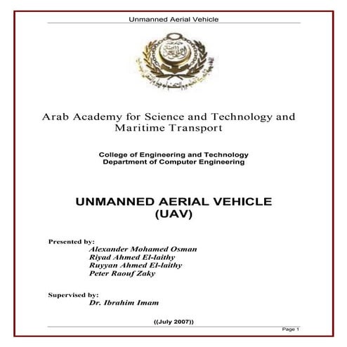 Unmanned Aerial Vehicle