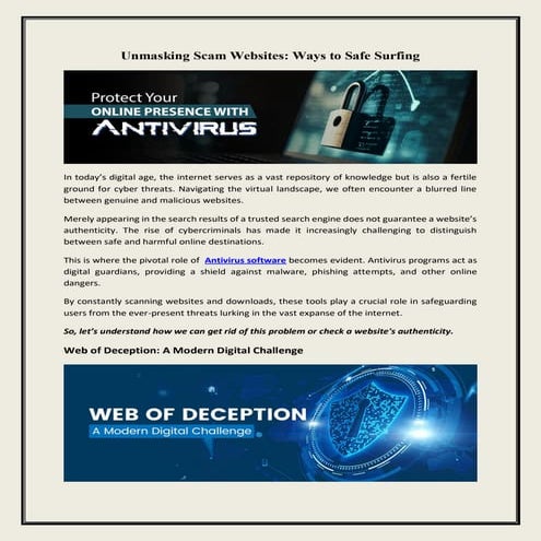 Unmasking Scam Websites: Ways to Safe Surfing
