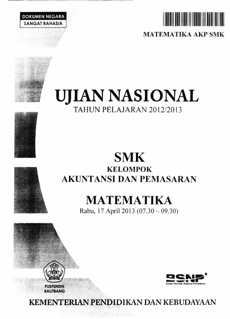 Soal Ujian Nasional Un Matematika Th 12 13 Ak Ps