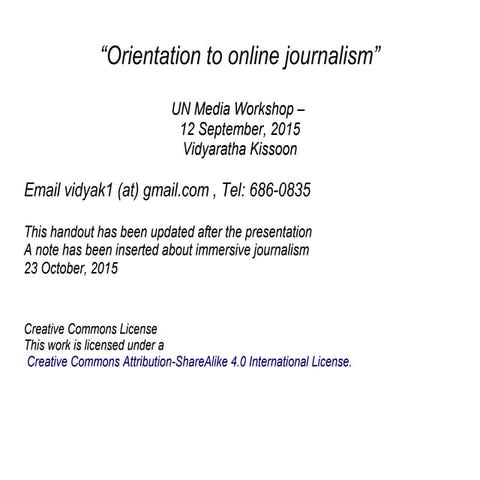 Orientation to Online Journalism