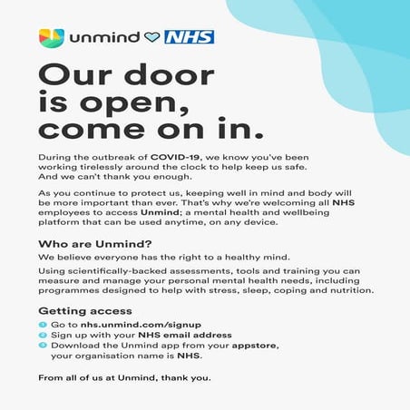 UNMIND Mental Health Resource for NHS Staff