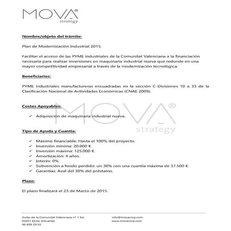 Plan de Modernización Industrial 2015