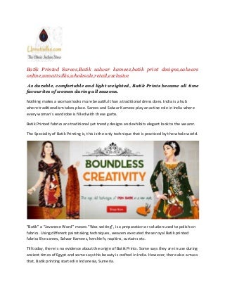 Online Salwars-Unnatisilks Batik printed Salwar Kameez Online
