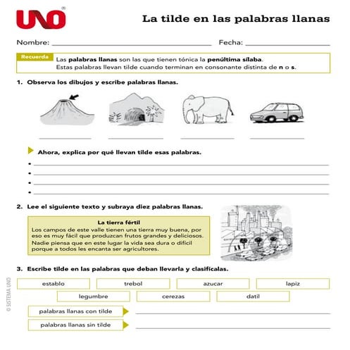 Uno se prim_esp6_p1_od_b3_s1_02 llanas | PDF