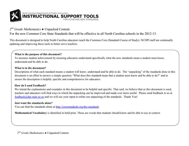 Common Core Unpacked Grade 2
