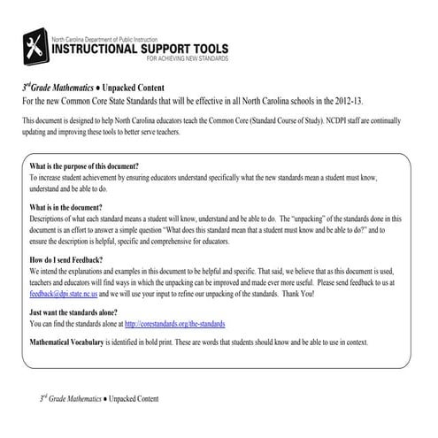 Common Core Unpacked Grade 3