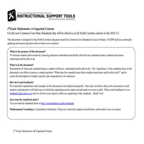 Common Core Unpacked Grade 4