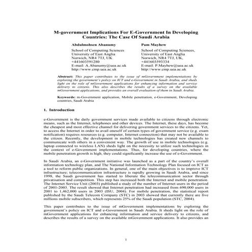 M-government Implications For E-Government In Developing Countries: The Case ...