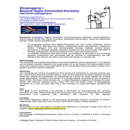 #Unplugging Workshop 20th June 2014 University of Oxford