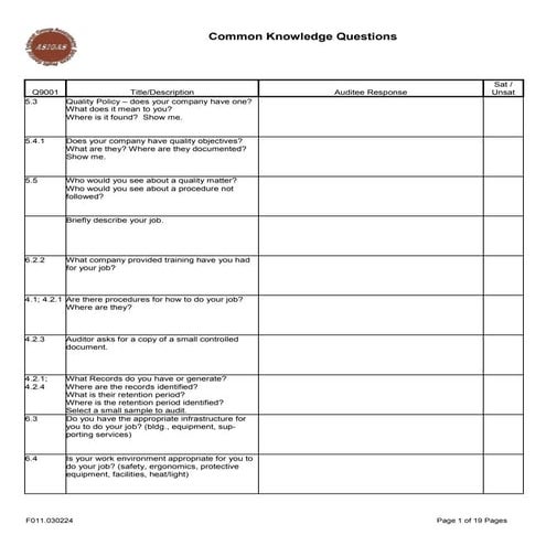 ISO 9001:2000 Audit Checklist2000