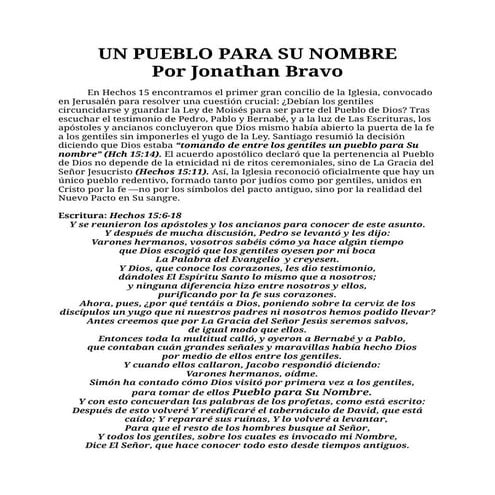 UN PUEBLO PARA SU NOMBRE. Por Jonathan Bravo