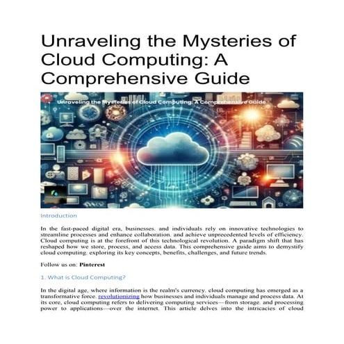 Unraveling the Mysteries of Cloud Computing: A Comprehensive Guide | PDF