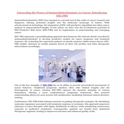 Unraveling the Power of Immunohistochemistry in Cancer Introducing IHC-PRS.pdf