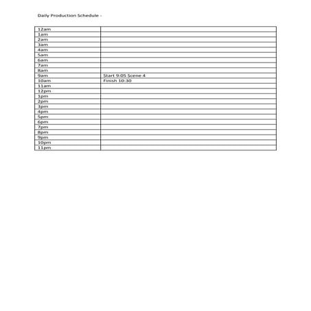 Unreal productions daily production schedule | DOCX