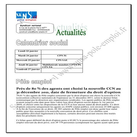 Unsa hebdo   24 janvier 2012