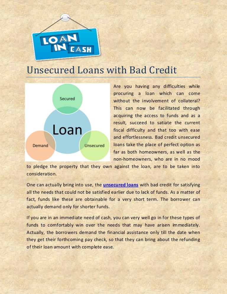 Unsecured loans with bad credit