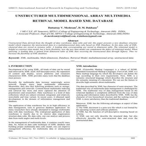 Unstructured multidimensional array multimedia retrival model based xml ... image.