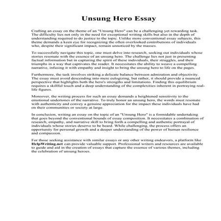 Unsung Hero Essay | PDF
