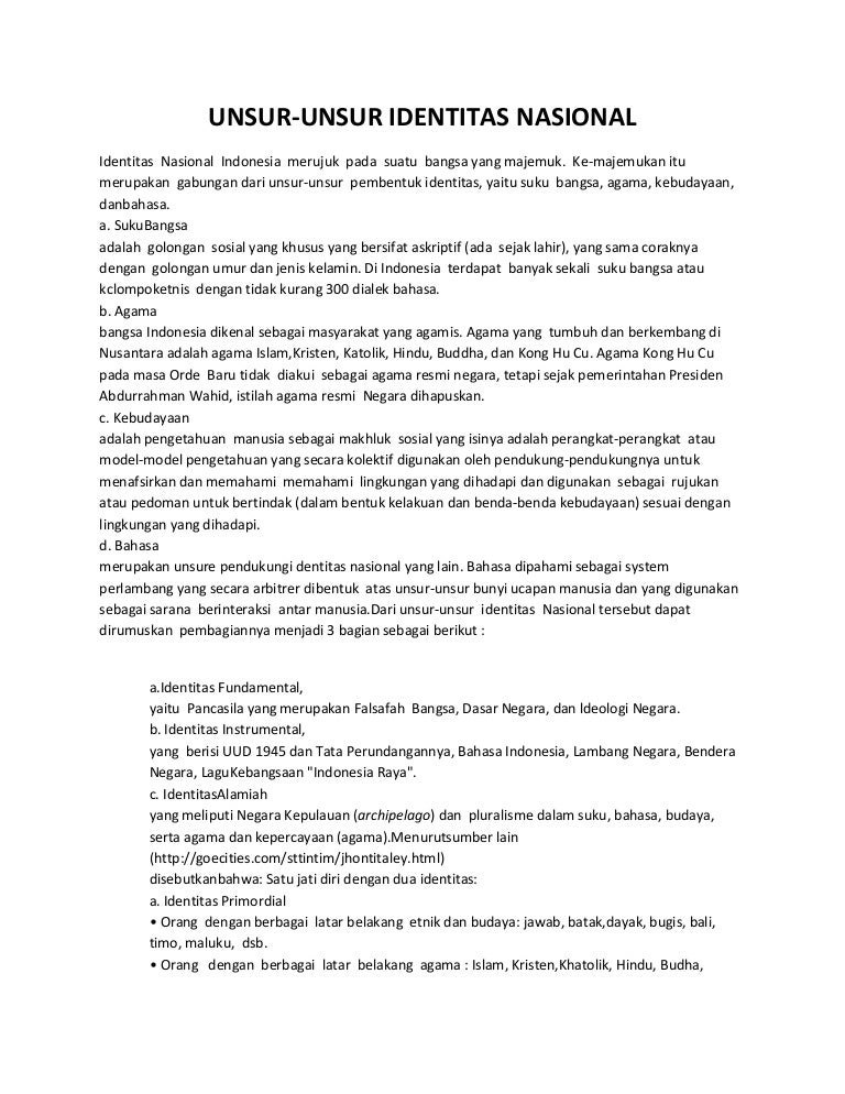 Unsur Unsur Identitas Nasional