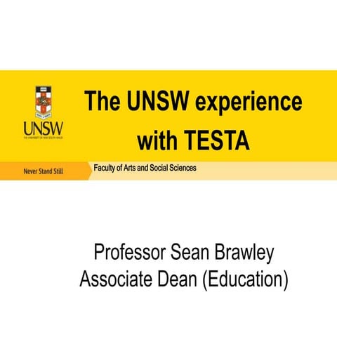 TESTA at UNSW, Sean Brawley, TESTA Summit 16 Sept 2013