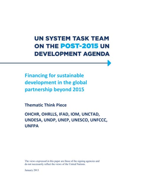 Un system task team on the post2015 un development agenda