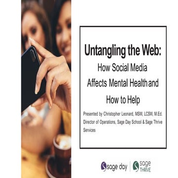 Untangling the web  how social media affects mental health & how to help