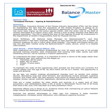 Untapped Markets - Ageing & Rehabilitation 