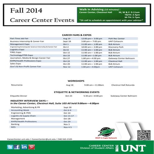 UNT Career Center Fall 2014 Events & Eagle Network