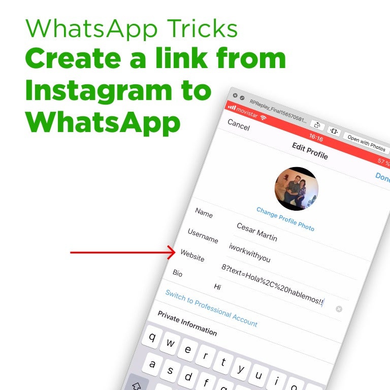 How to create a link from Instagram to WhatsApp