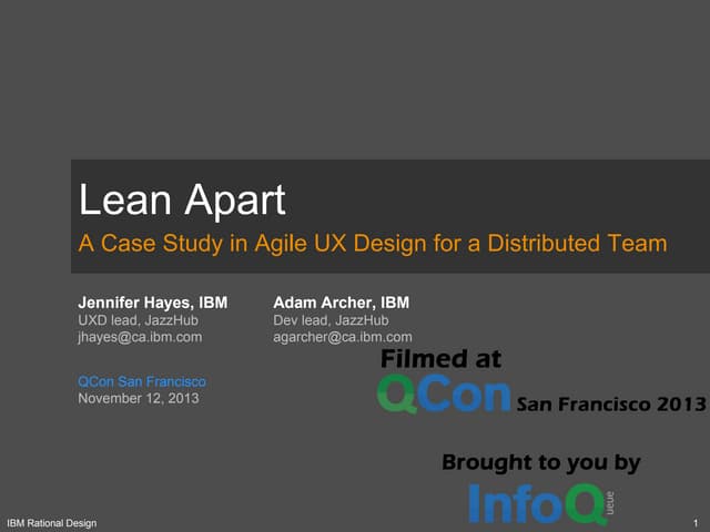 Lean Apart: A Case Study in Agile UX Design for a Distributed Team