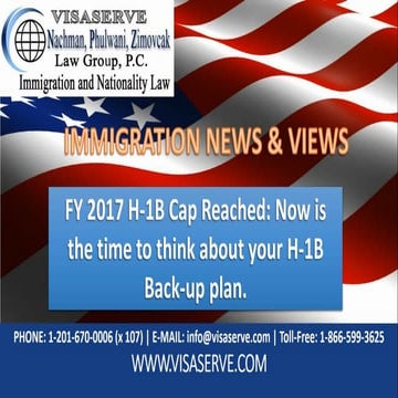 Webinar (Audio): FY 2017 H-1B Cap Reached: Now is the time to think about your H-1B Back-up plan.