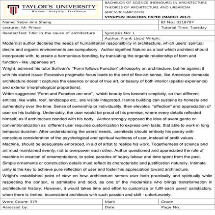 synopsis reaction paper.