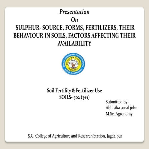 sulfur fertilizer source and forms