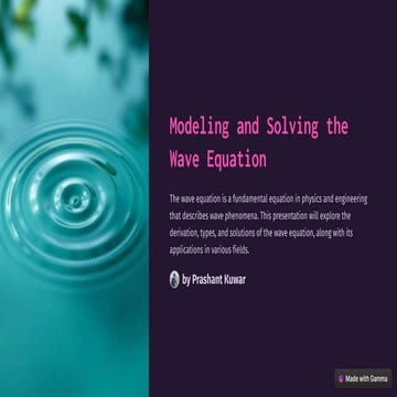 Modelling and solution of wave equation ppt