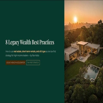 8 Legacy Wealth Best Practices For High-Income Leaders | PDF