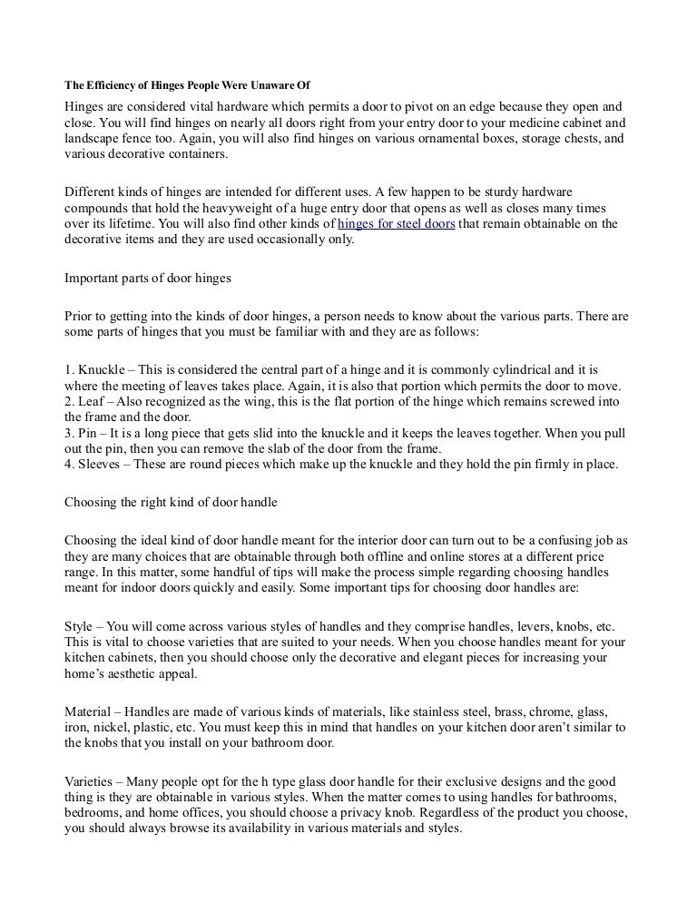 The Efficiency Of Hinges People Were Unaware Of