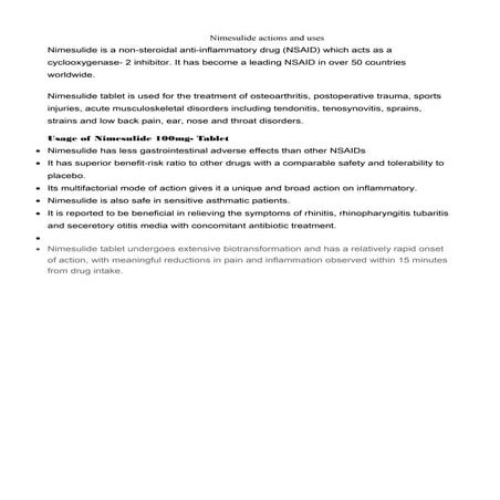 Nimesulide 100mg tablets pil, taj pharmaceuticals. | PDF
