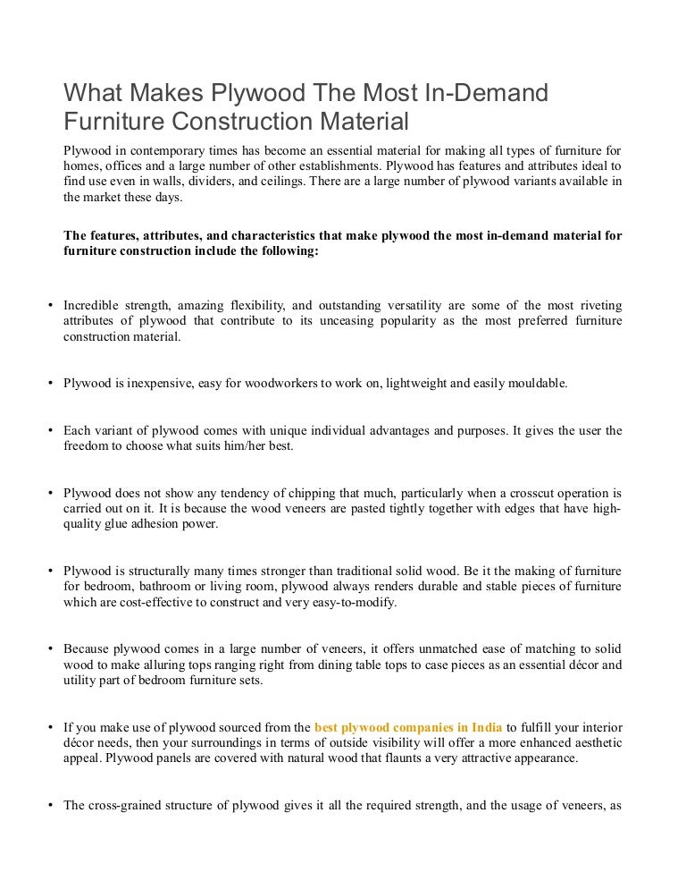 What Makes Plywood The Most In Demand Furniture Construction Material