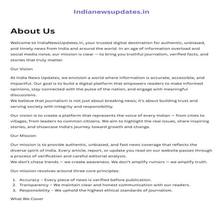 IndiaNewsUpdates your trusted destination
