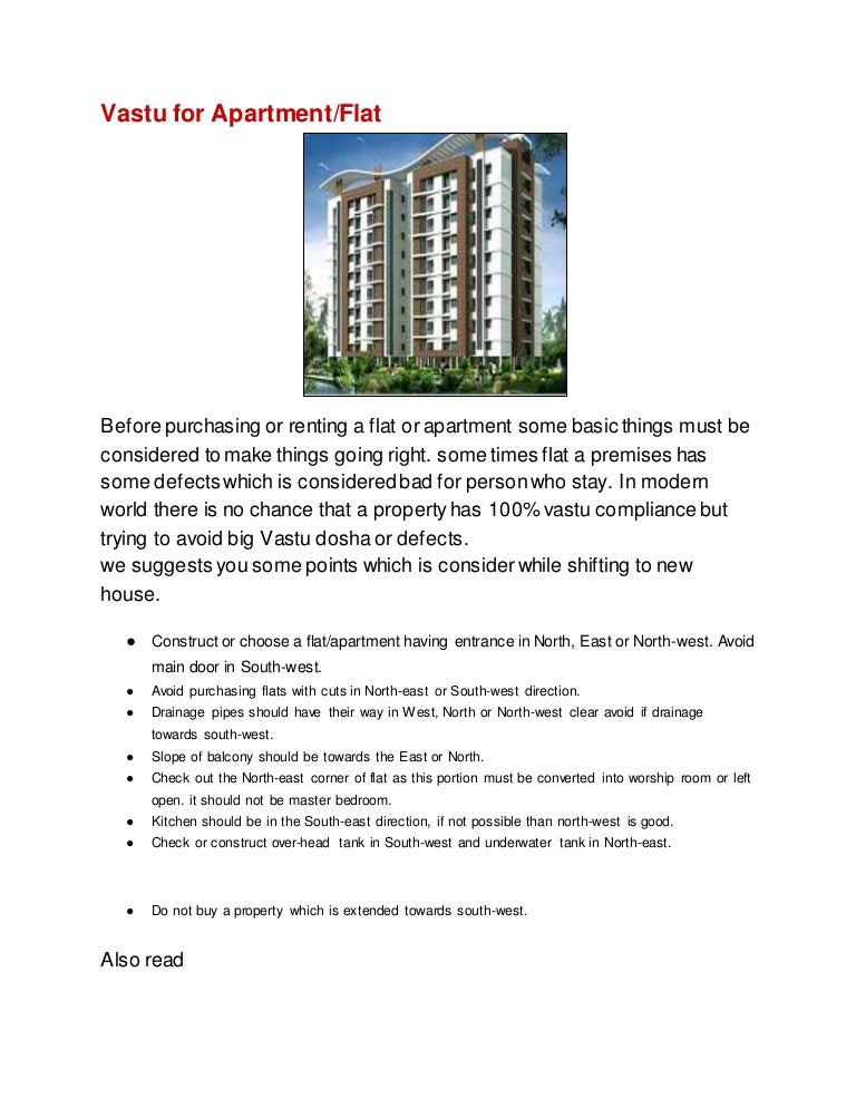 Vastu tips for before buying flat and apartment