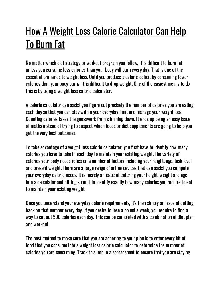 Weight Loss Calorie Calculator This Super Simple Morning