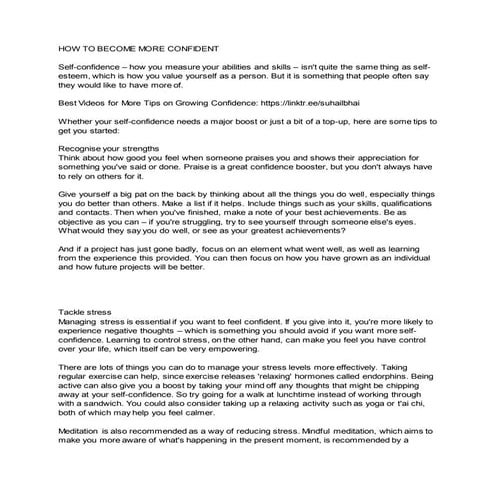 How to become more Confident