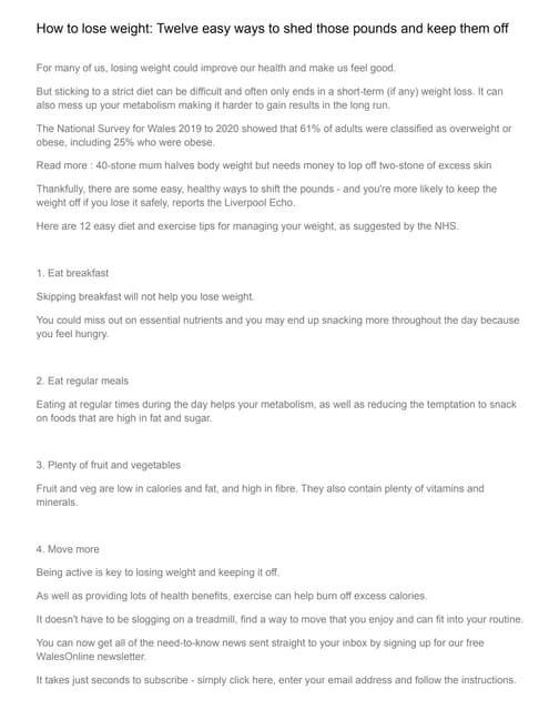 How to lose weight: