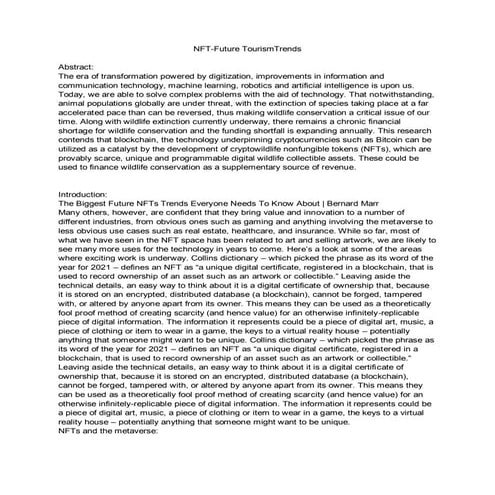 NFT-Future TourismTrends