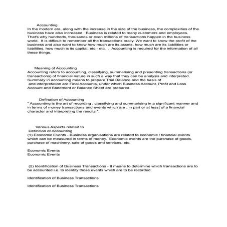 What is Accounting in Class 11