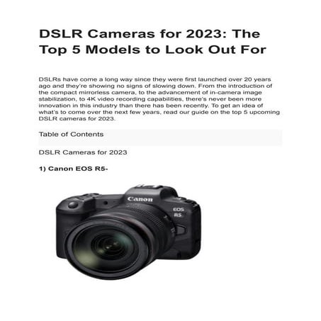 DSLR Cameras for 2023
